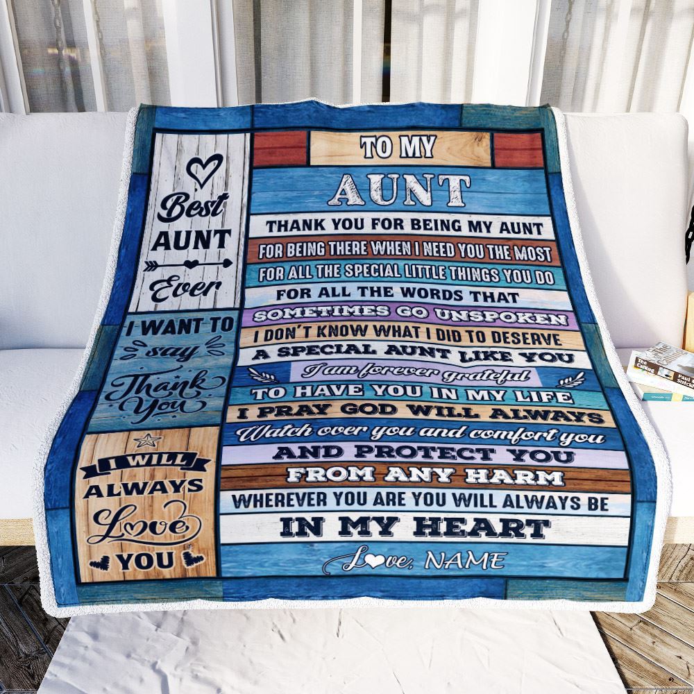 To My Aunt Blanket From Niece Nephew Wood Thank You For Being, Personalized Blanket For Mom, Mother’s Day Gifts Blanket