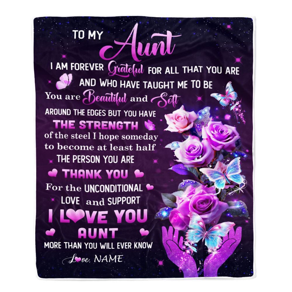 To My Aunt Blanket From Niece Thank You For Love Butterfly, Personalized Blanket For Mom, Mother’s Day Gifts Blanket