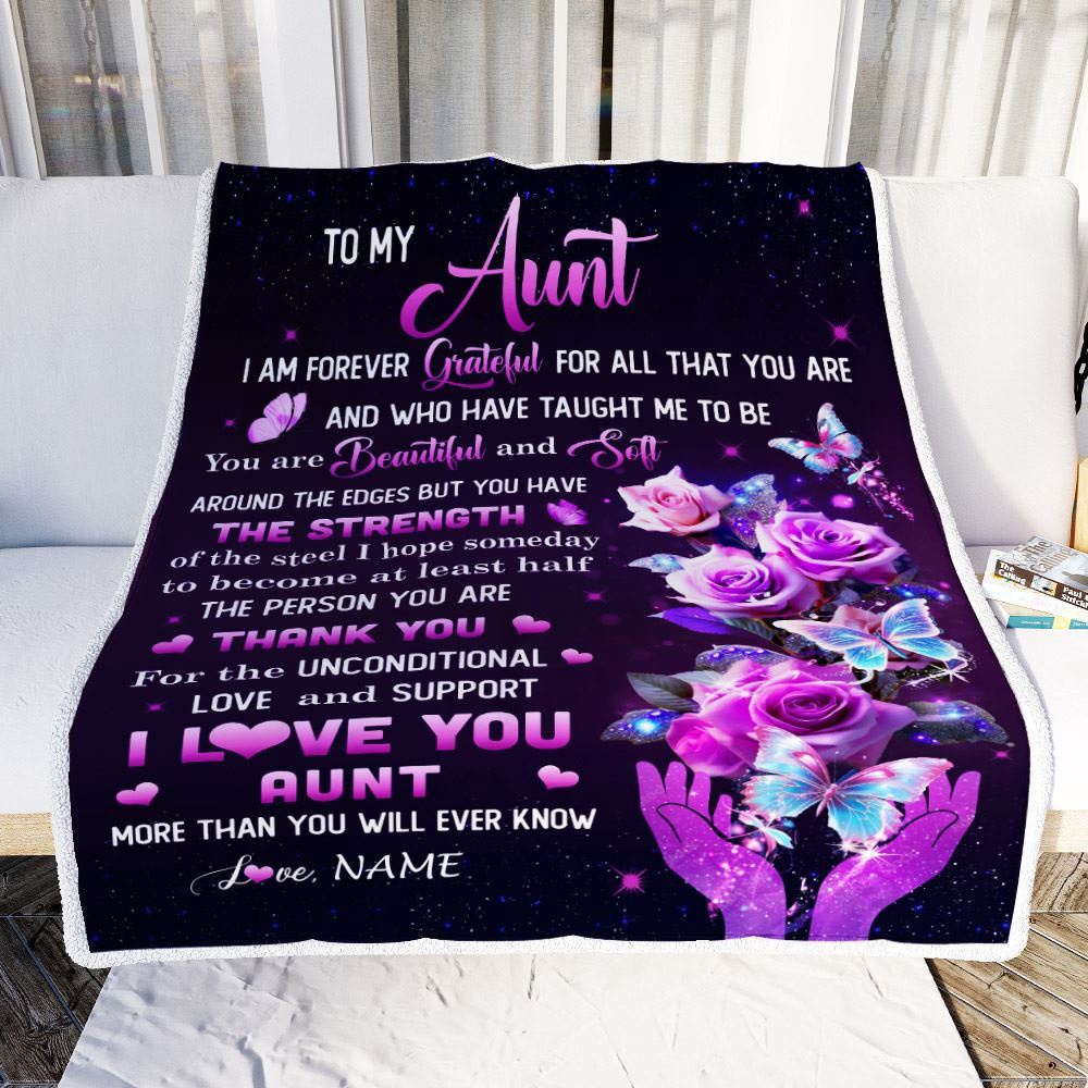 To My Aunt Blanket From Niece Thank You For Love Butterfly, Personalized Blanket For Mom, Mother’s Day Gifts Blanket