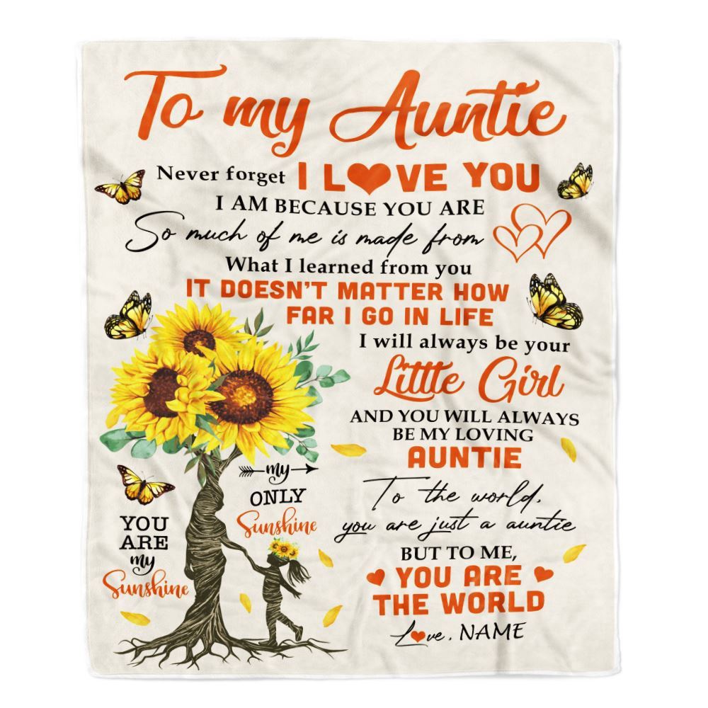 To My Auntie Blanket From Niece Sunflower Never Forget I Love You, Personalized Blanket For Mom, Mother’s Day Gifts Blanket