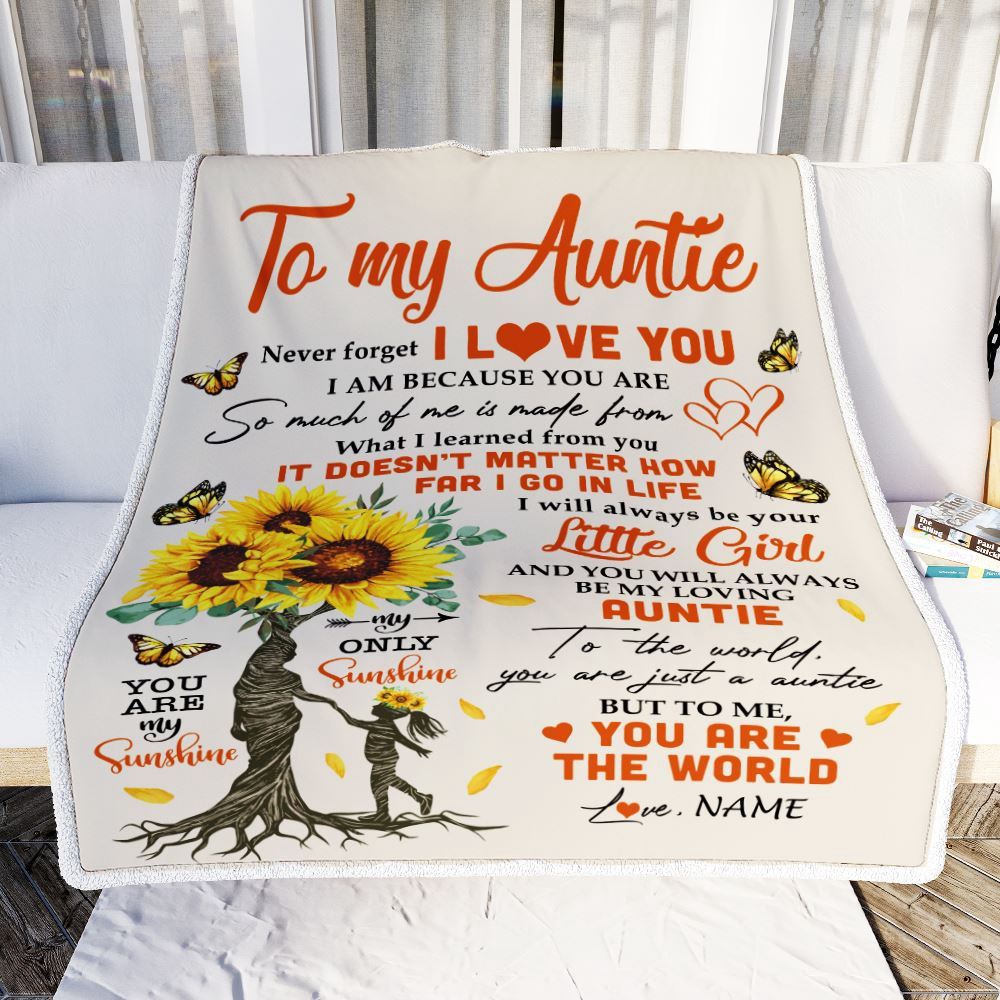 To My Auntie Blanket From Niece Sunflower Never Forget I Love You, Personalized Blanket For Mom, Mother’s Day Gifts Blanket