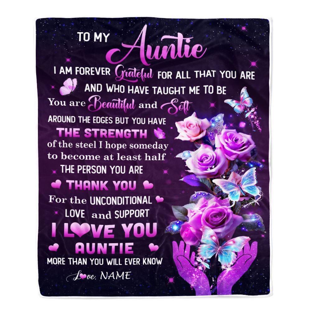 To My Auntie Blanket From Niece Thank You For Love Butterfly, Personalized Blanket For Mom, Mother’s Day Gifts Blanket