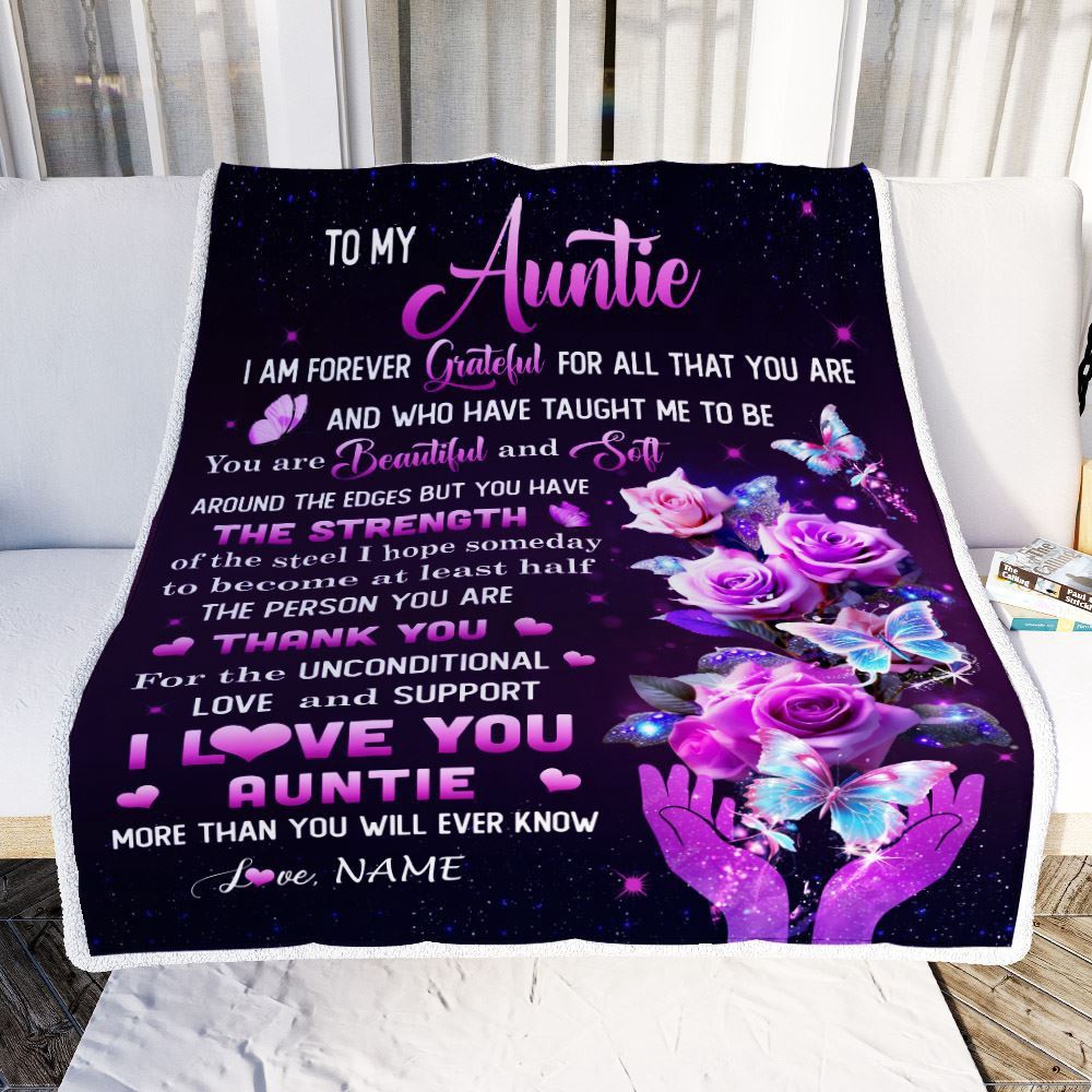 To My Auntie Blanket From Niece Thank You For Love Butterfly, Personalized Blanket For Mom, Mother’s Day Gifts Blanket