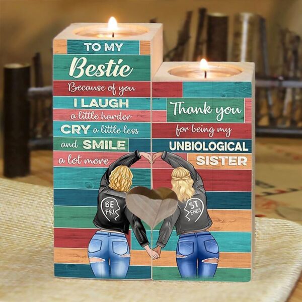 To My Bestie, Because Of You I Laugh A Little Harder Cry A Little Less Heart Candle Holders, Mothers Day Candle