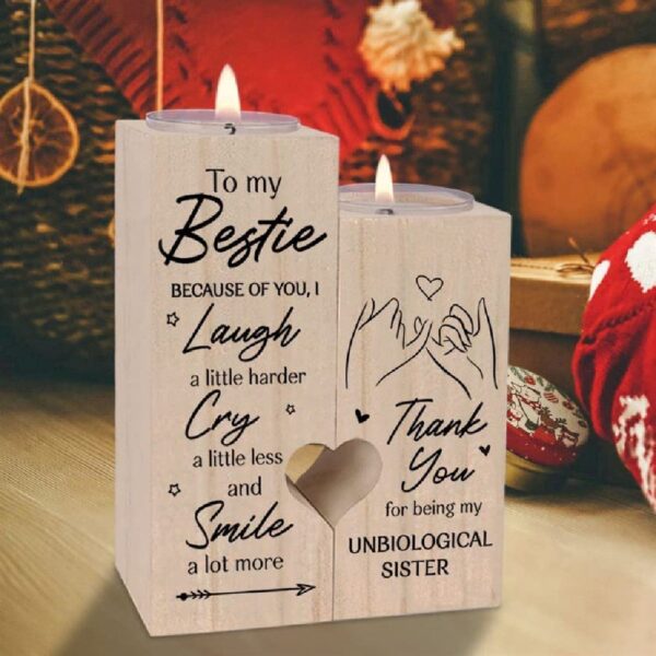 To My Bestie, Because Of You I Laugh A Little Harder Cry Heart Candle Holders, Mothers Day Candle