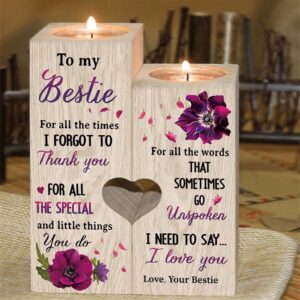 To My Bestie Violet Flower Heart Candle…