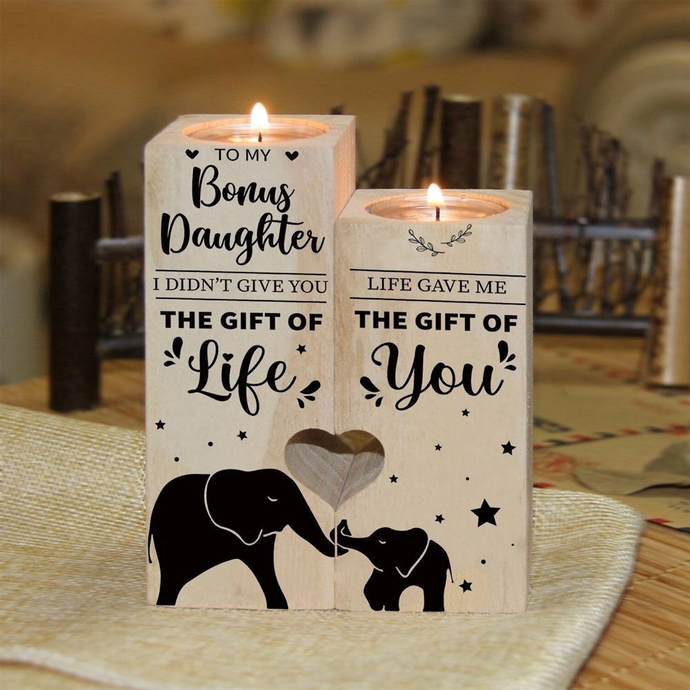 To My Bonus Daughter, Llife Gave Me The Gift Of You Heart Candle Holders, Mothers Day Candle To My Bonus Daughter, Llife Gave Me The Gift Of You Heart Candle Holders, Mothers Day Candle