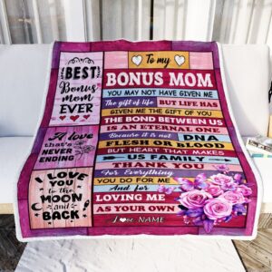 To My Bonus Mom Blanket From Stepdaughter Stepson Wood Thank You For Everything Step Personalized Blanket For Mom Mother s Day Gifts Blanket 2 snuq7z.jpg