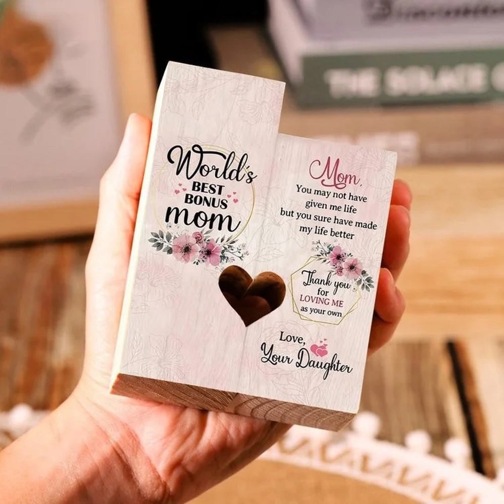 To My Bonus Mom Heart Candle Holders, World’S Best Bonus Mom, Heart Candle Holder Gifts For Mom, Mothers Day Candle