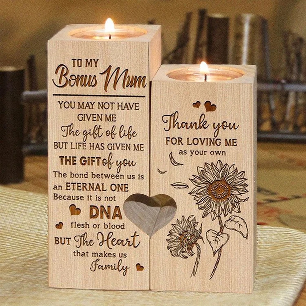 To My Bonus Mom, You May Not Have Give Me The Gift Of Lift But Life Has Given Me The Gift Of You Candle Holder, Mothers Day Candle