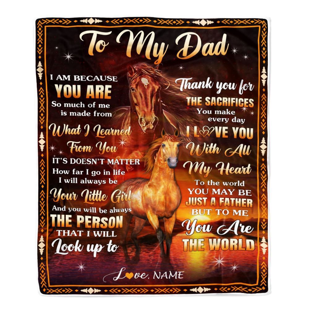 To My Dad Blanket From Daughter Thank You For The Sacrifices Horse, Personalized Blanket For Mom, Mother’s Day Gifts Blanket