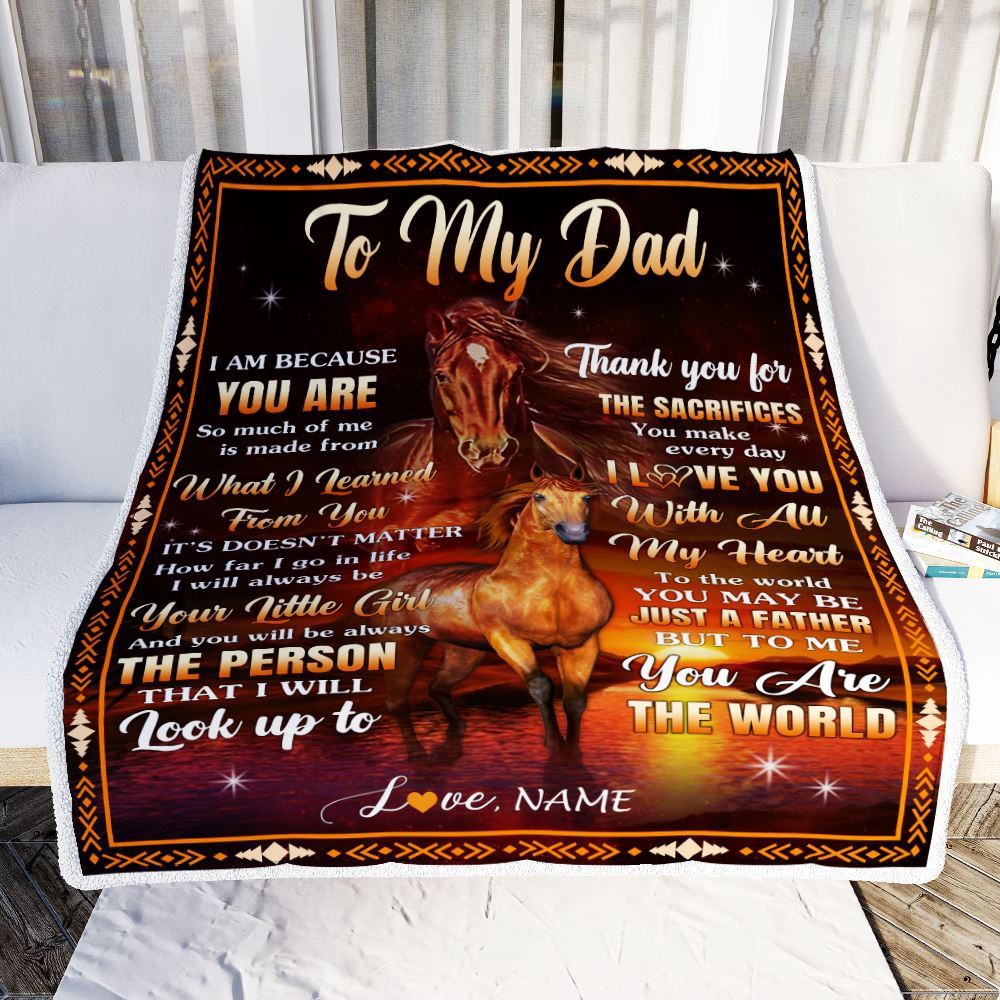 To My Dad Blanket From Daughter Thank You For The Sacrifices Horse, Personalized Blanket For Mom, Mother’s Day Gifts Blanket