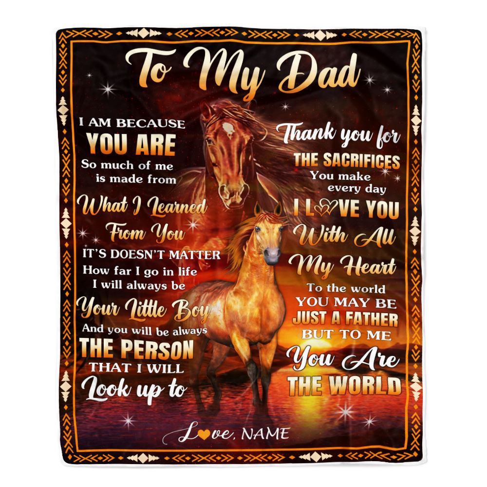 To My Dad Blanket From Son Thank You For The Sacrifices Horse, Personalized Blanket For Mom, Mother’s Day Gifts Blanket