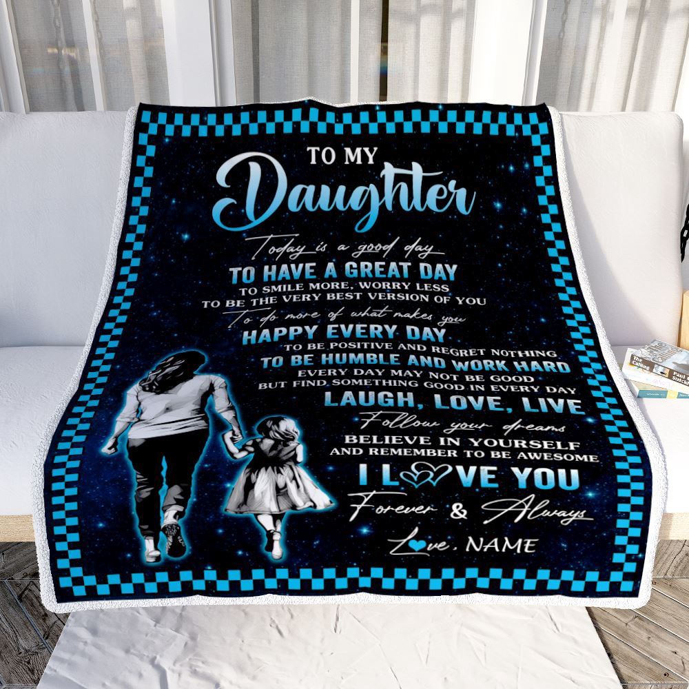 To My Daughter Blanket From Mom Mother Every Day Laugh Love Live, Personalized Blanket For Mom, Mother’s Day Gifts Blanket