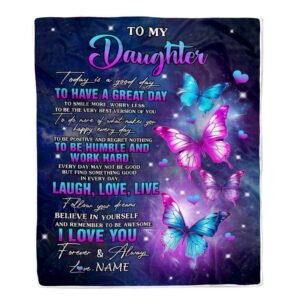 To My Daughter Butterfly Blanket From Mom Mother Every Day Laugh Love Live, Mother Day Blanket, Personalized Blanket For Mom