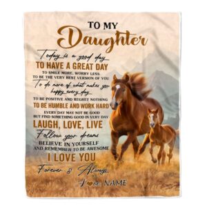To My Daughter Horse Blanket From Mom Dad Mother Every Day Laugh Love Live, Mother Day Blanket, Personalized Blanket For Mom