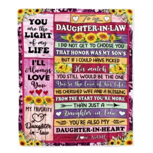 To My Daughter In Law Blanket From Mother In Law Sunflower My Favorite Daughter In Law Mother Day Blanket Personalized Blanket For Mom 1 wdjse6.jpg