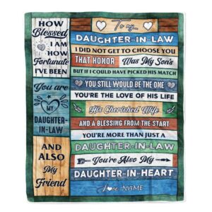 To My Daughter In Law Blanket From Mother In Law Wood You’re Also My Daughter In Heart, Mother Day Blanket, Personalized Blanket For Mom