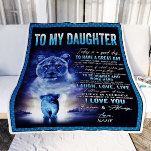 To My Daughter Lion Blanket From Mom Mother Every Day Laugh Love Live Mother Day Blanket Personalized Blanket For Mom 2 cesp2x.jpg