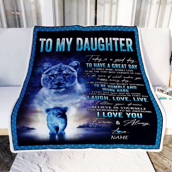 To My Daughter Lion Blanket From Mom Mother Every Day Laugh Love Live, Mother Day Blanket, Personalized Blanket For Mom