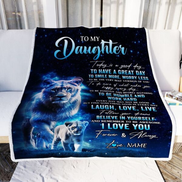 To My Daughter Lion Blanket From Mom Mother Today Is A Good Day, Mother Day Blanket, Personalized Blanket For Mom