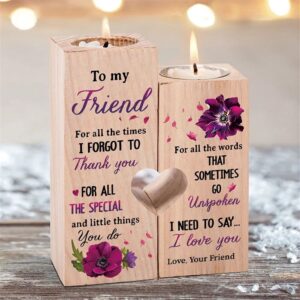 To My Friend Violet Flower Heart Candle…