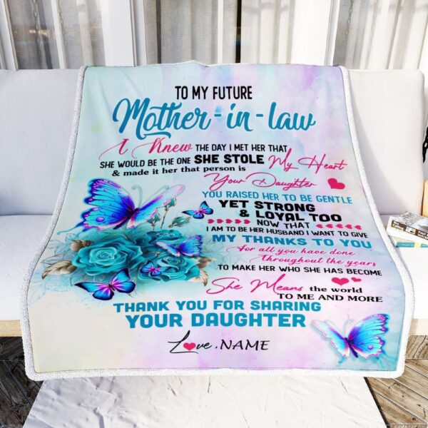 To My Future Mother In Law Blanket From Daughter Thank You For Sharing Son, Mother Day Blanket, Personalized Blanket For Mom
