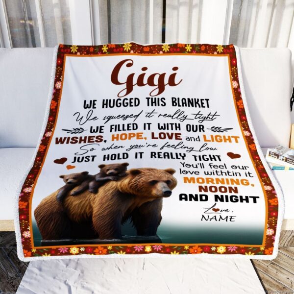 To My Gigi Blanket From Granddaughter Grandson Bear I Love You, Mother Day Blanket, Personalized Blanket For Mom