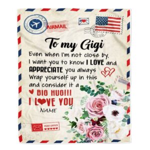 To My Gigi Blanket From Grandkids Floral Air Mail Letter I Love You, Mother Day Blanket, Personalized Blanket For Mom
