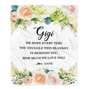 To My Gigi Blanket From Grandkids How Much We Love You Flower, Mother Day Blanket, Personalized Blanket For Mom