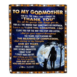 To My Godmother Blanket From Godchild Thank You Grateful Love, Mother Day Blanket, Personalized Blanket For Mom