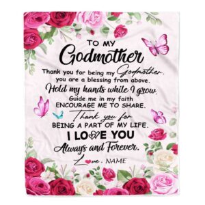 To My Godmother Blanket From Goddaughter Godson Thank You For Being My, Mother Day Blanket, Personalized Blanket For Mom