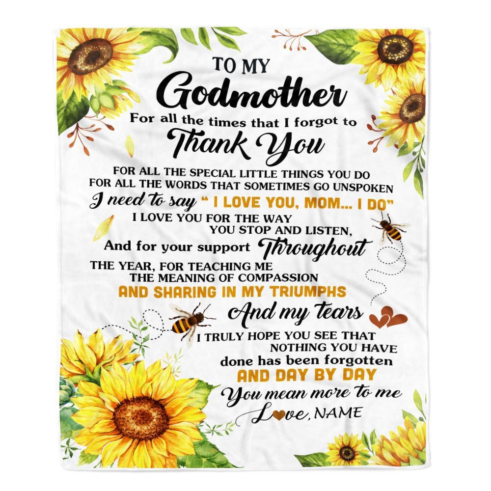 To My Godmother Blanket From Niece Nephew Sunflower Thank You I Love You, Mother Day Blanket, Personalized Blanket For Mom To My Godmother Blanket From Niece Nephew Sunflower Thank You I Love You, Mother Day Blanket, Personalized Blanket For Mom