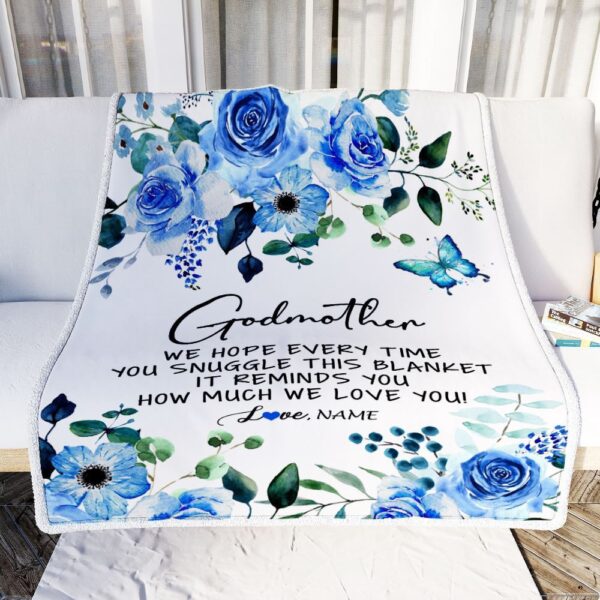 To My Godmother Blanket from Goddaughter Godson Floral How Much We Love You, Mother Day Blanket, Personalized Blanket For Mom