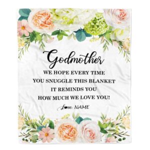 To My Godmother Blanket from Goddaughter How Much We Love You Flower, Mother Day Blanket, Personalized Blanket For Mom