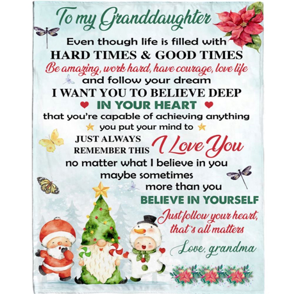 To My Granddaughter Grandma Love You Christmas Xmas Gift Ideas Blanket, Blankets For Mothers Day