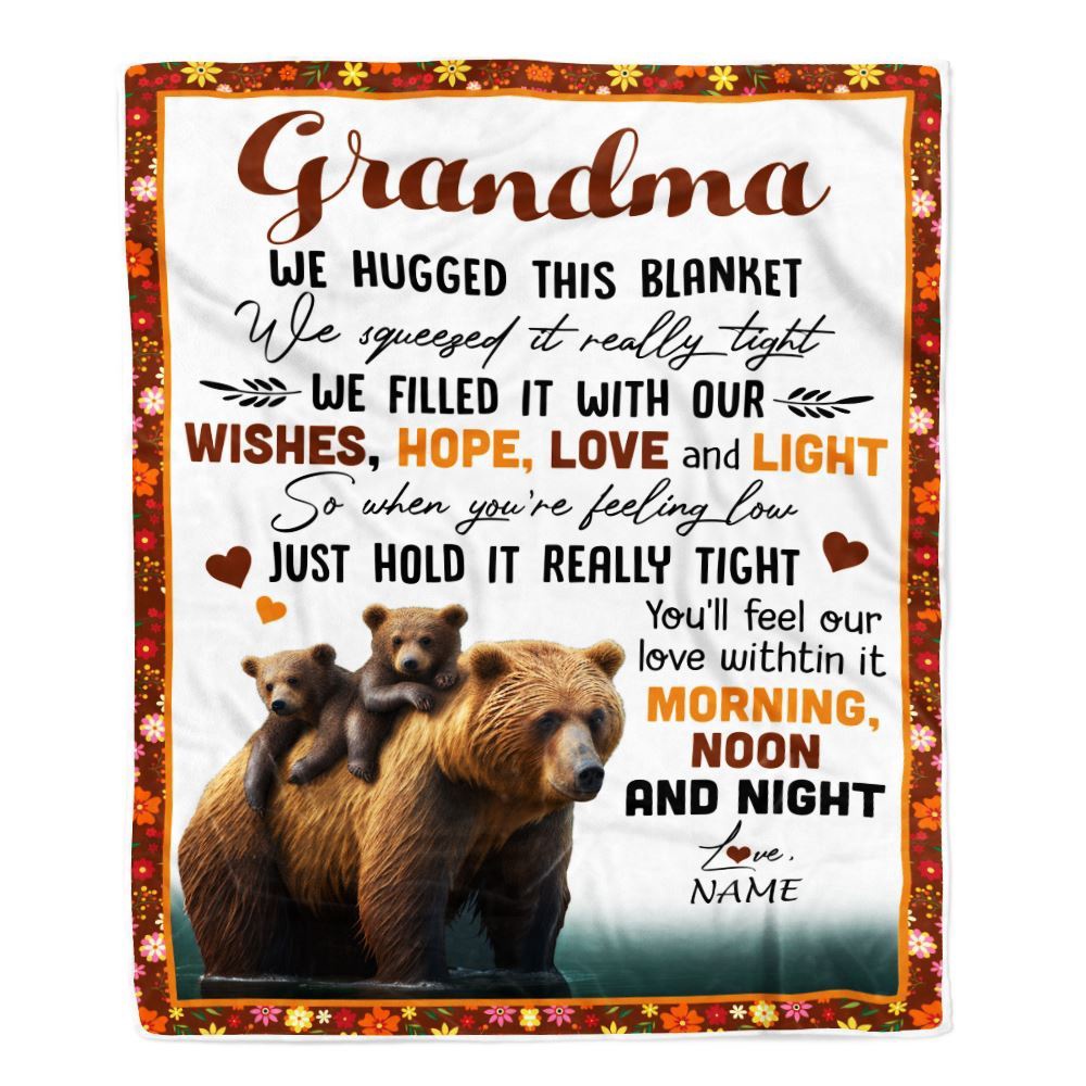 To My Grandma Blanket From Granddaughter Grandson Bear I Love You, Mother Day Blanket, Personalized Blanket For Mom To My Grandma Blanket From Granddaughter Grandson Bear I Love You, Mother Day Blanket, Personalized Blanket For Mom