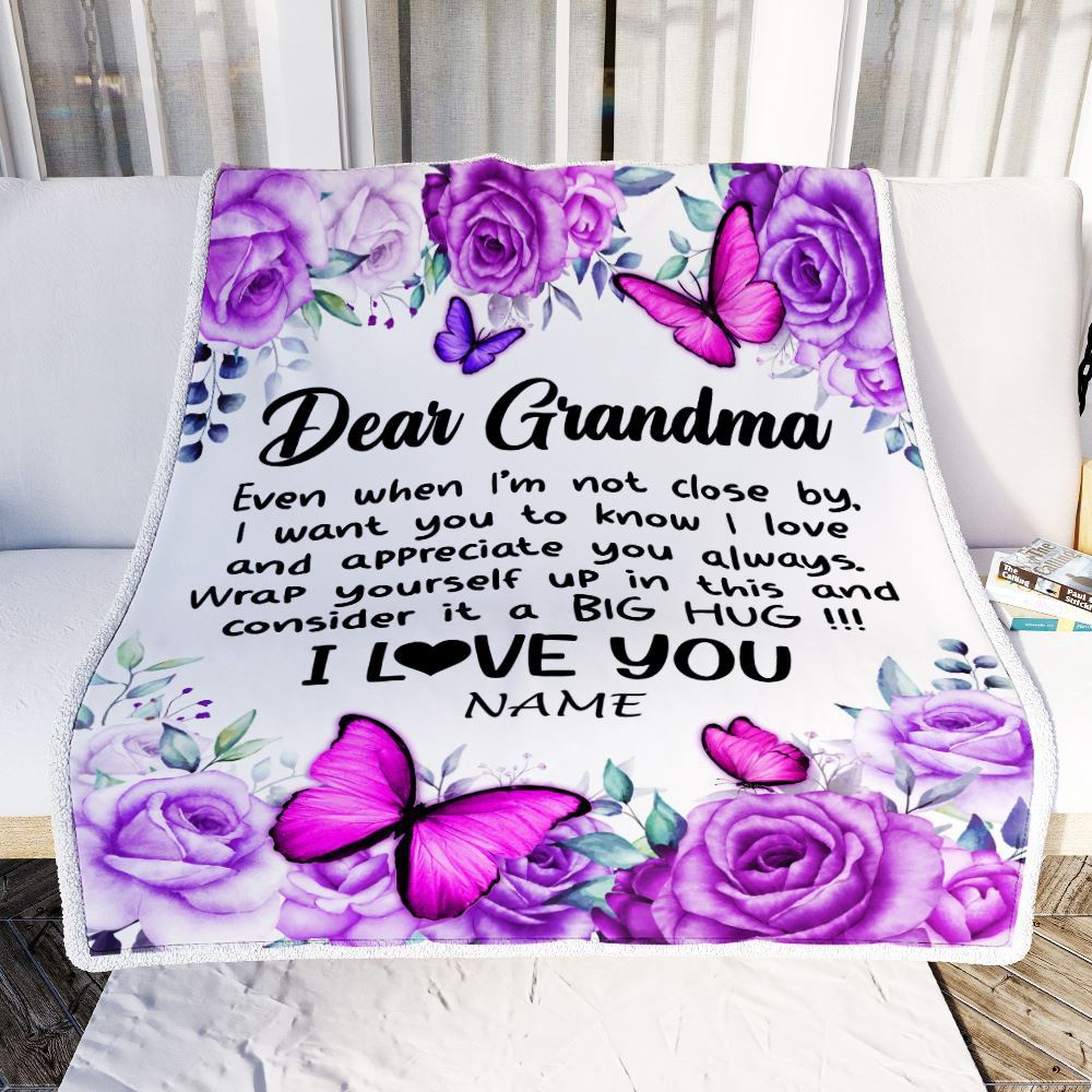To My Grandma Blanket From Granddaughter Grandson Butterfly Love And Appreciate, Mother Day Blanket, Personalized Blanket For Mom To My Grandma Blanket From Granddaughter Grandson Butterfly Love And Appreciate, Mother Day Blanket, Personalized Blanket For Mom