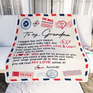 To My Grandma Blanket From Grandkids Grandson Air Mail Letter I Love You Mother Day Blanket Personalized Blanket For Mom 2 ofuz0v.jpg