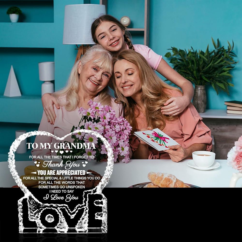 To My Grandma, For All The Times That I Forget To Thank You Heart Crystal, Mother Day Heart, Mother’s Day Gifts