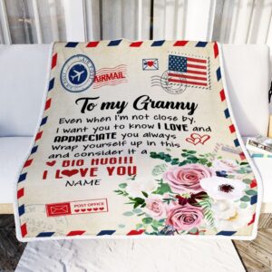 To My Granny Blanket From Grandkids Floral Air Mail Letter I Love You Mother Day Blanket Personalized Blanket For Mom 2 b2xuwn.jpg