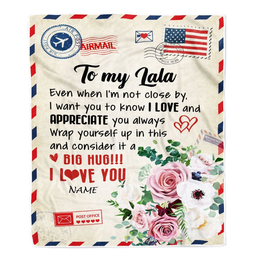 To My Lala Blanket From Grandkids Floral Air Mail Letter I Love You, Mother Day Blanket, Personalized Blanket For Mom To My Lala Blanket From Grandkids Floral Air Mail Letter I Love You, Mother Day Blanket, Personalized Blanket For Mom