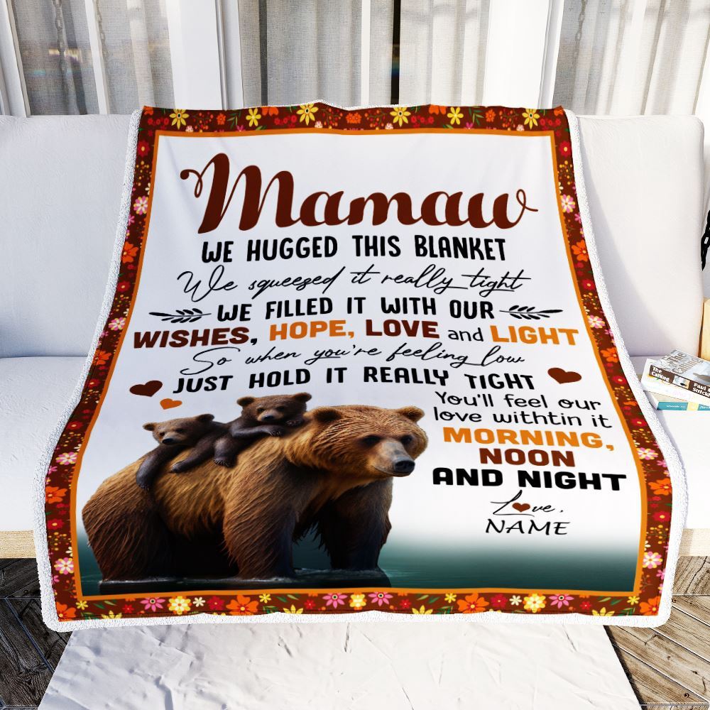 To My Mamaw Blanket From Granddaughter Grandson Bear I Love You, Mother Day Blanket, Personalized Blanket For Mom To My Mamaw Blanket From Granddaughter Grandson Bear I Love You, Mother Day Blanket, Personalized Blanket For Mom