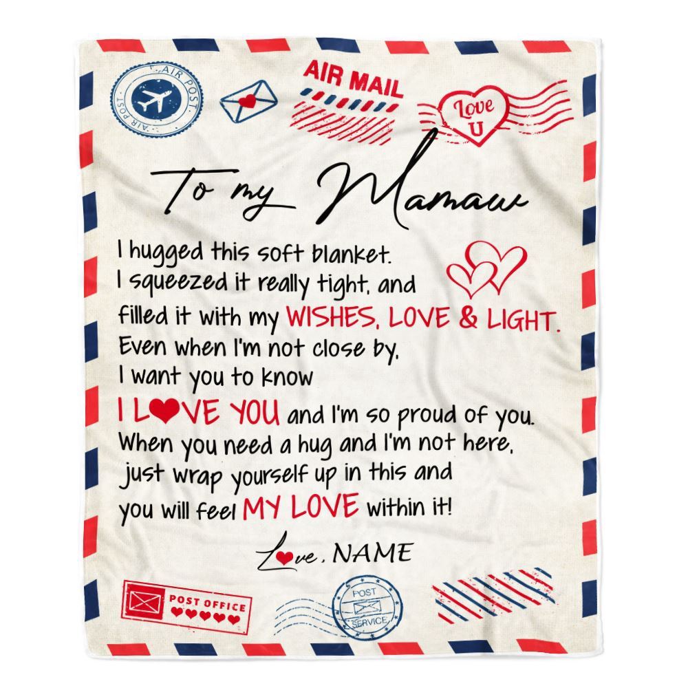 To My Mamaw Blanket From Grandkids Grandson Air Mail Letter I Love You, Mother Day Blanket, Personalized Blanket For Mom To My Mamaw Blanket From Grandkids Grandson Air Mail Letter I Love You, Mother Day Blanket, Personalized Blanket For Mom