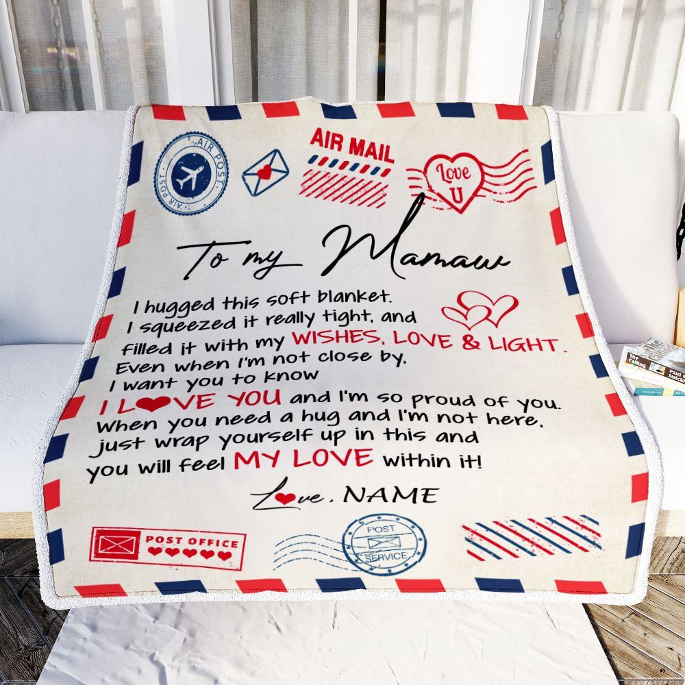 To My Mamaw Blanket From Grandkids Grandson Air Mail Letter I Love You, Mother Day Blanket, Personalized Blanket For Mom To My Mamaw Blanket From Grandkids Grandson Air Mail Letter I Love You, Mother Day Blanket, Personalized Blanket For Mom