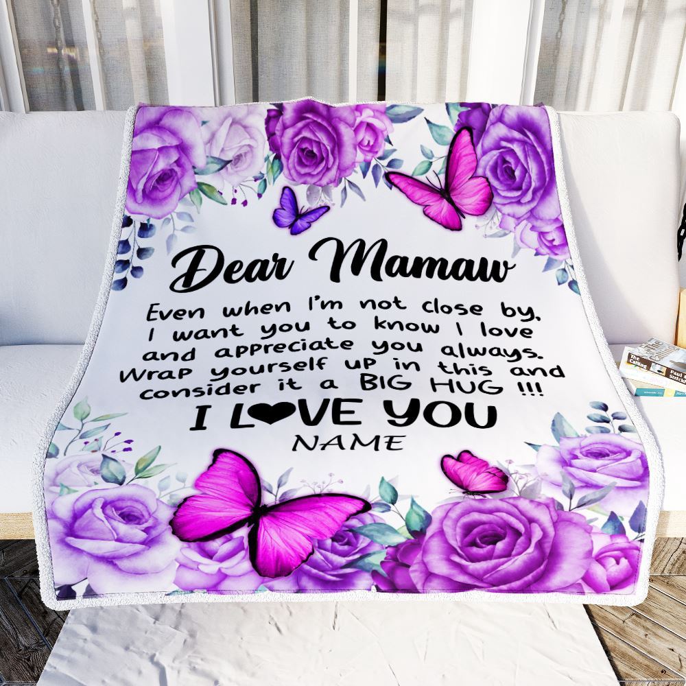 To My Mawmaw Blanket From Granddaughter Grandson Butterfly Love And Appreciate, Mother Day Blanket, Personalized Blanket For Mom To My Mawmaw Blanket From Granddaughter Grandson Butterfly Love And Appreciate, Mother Day Blanket, Personalized Blanket For Mom