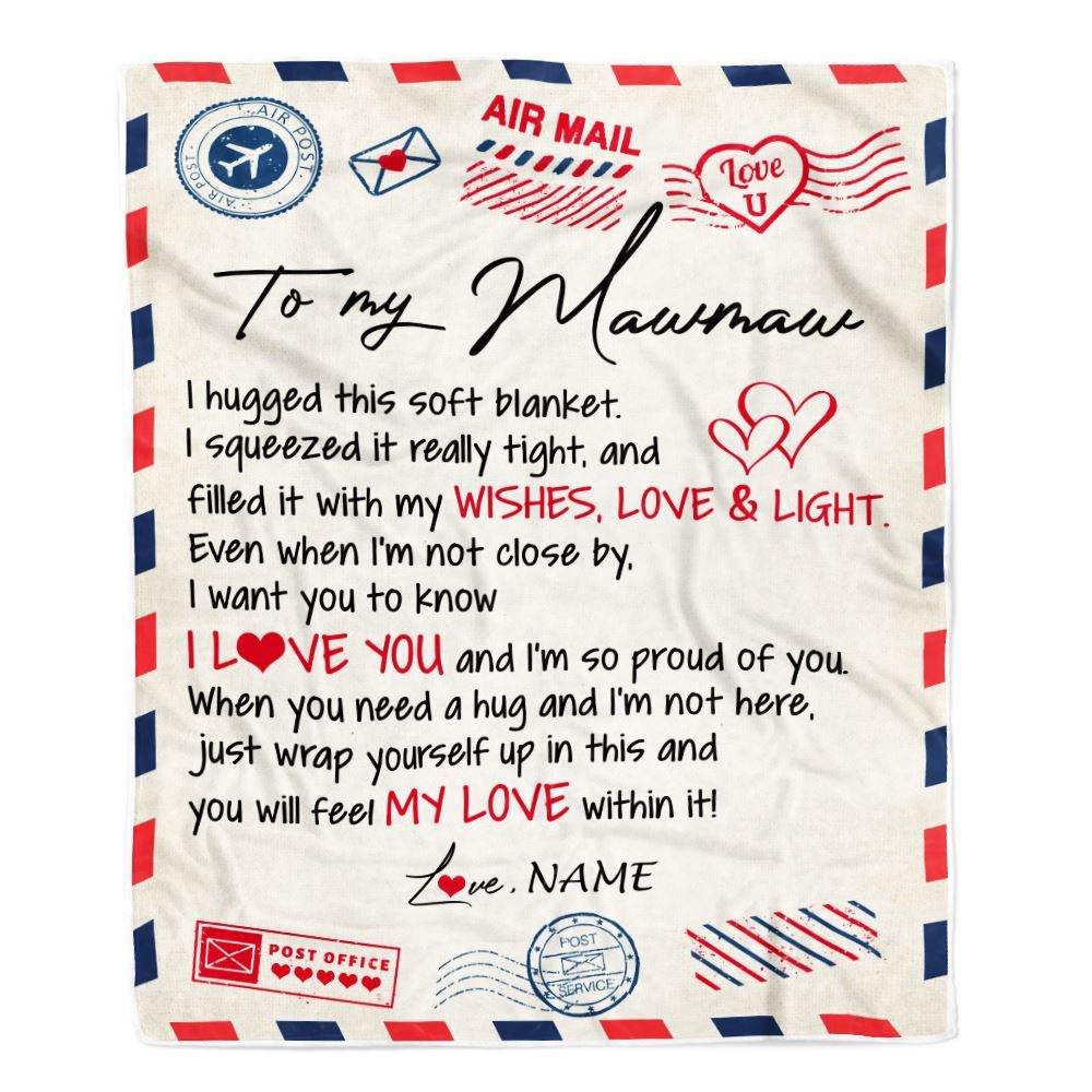 To My Mawmaw Blanket From Grandkids Grandson Air Mail Letter I Love You, Mother Day Blanket, Personalized Blanket For Mom To My Mawmaw Blanket From Grandkids Grandson Air Mail Letter I Love You, Mother Day Blanket, Personalized Blanket For Mom
