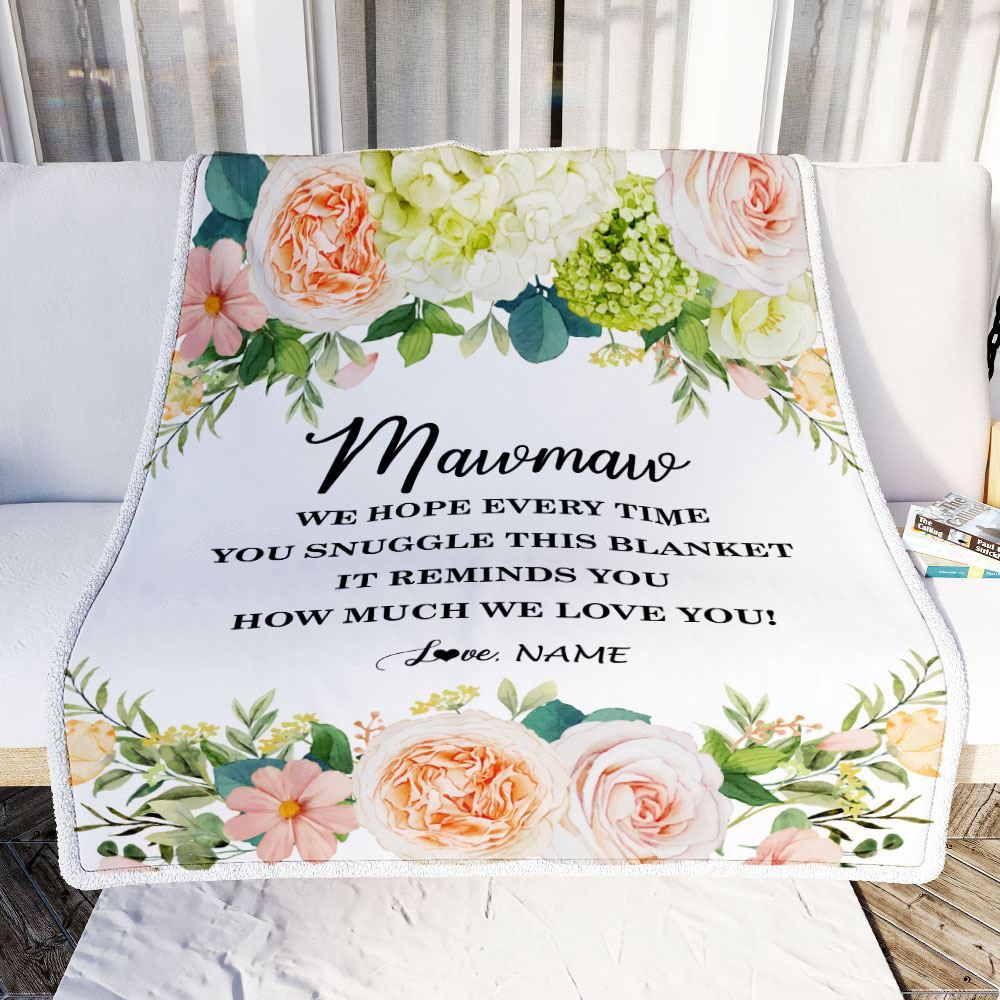 To My Mawmaw Blanket From Grandkids How Much We Love You Flower, Mother Day Blanket, Personalized Blanket For Mom To My Mawmaw Blanket From Grandkids How Much We Love You Flower, Mother Day Blanket, Personalized Blanket For Mom