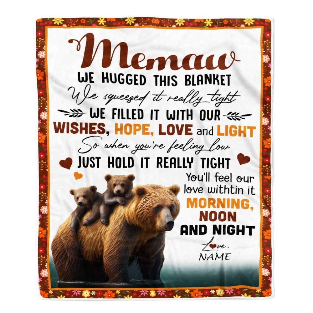 To My Memaw Blanket From Granddaughter Grandson Bear I Love You, Mother Day Blanket, Personalized Blanket For Mom To My Memaw Blanket From Granddaughter Grandson Bear I Love You, Mother Day Blanket, Personalized Blanket For Mom