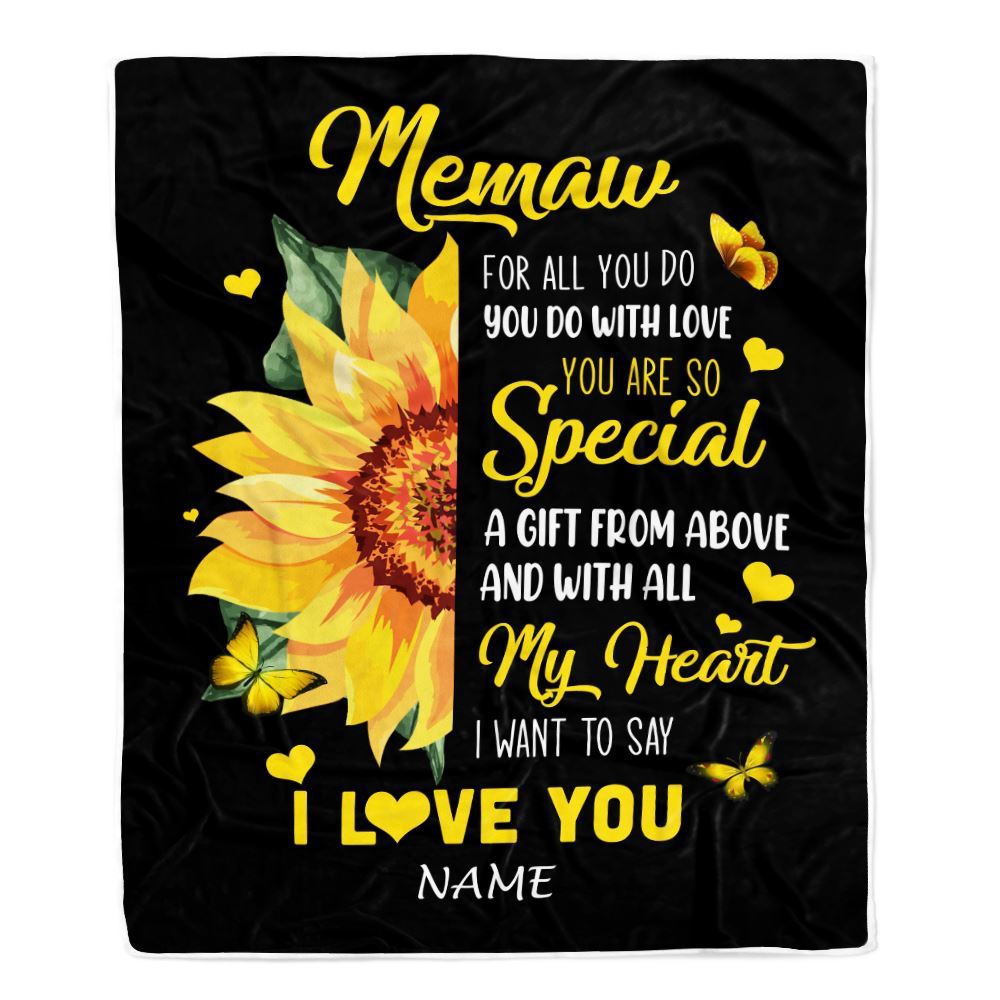 To My Memaw Blanket From Grandkids Granddaughter I Want To Say I Love You Sunfower, Mother Day Blanket, Personalized Blanket For Mom To My Memaw Blanket From Grandkids Granddaughter I Want To Say I Love You Sunfower, Mother Day Blanket, Personalized Blanket For Mom